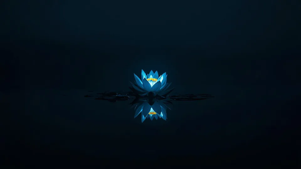 Flower light source with lake reflection